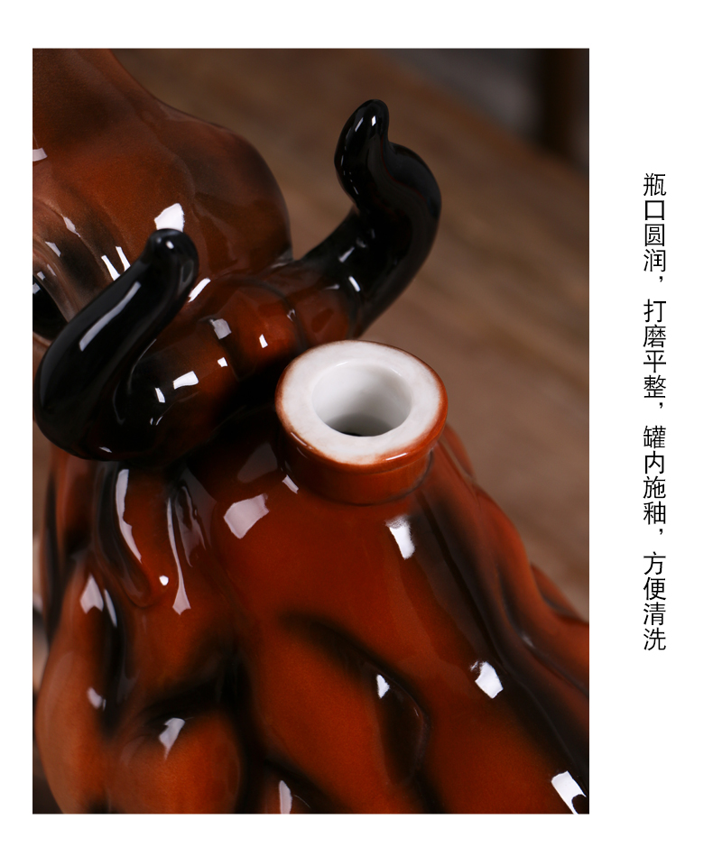 An empty bottle of jingdezhen ceramic home furnishing articles 1 catty three catties 5 jins of creative Chinese zodiac cattle sealed jars with gift box