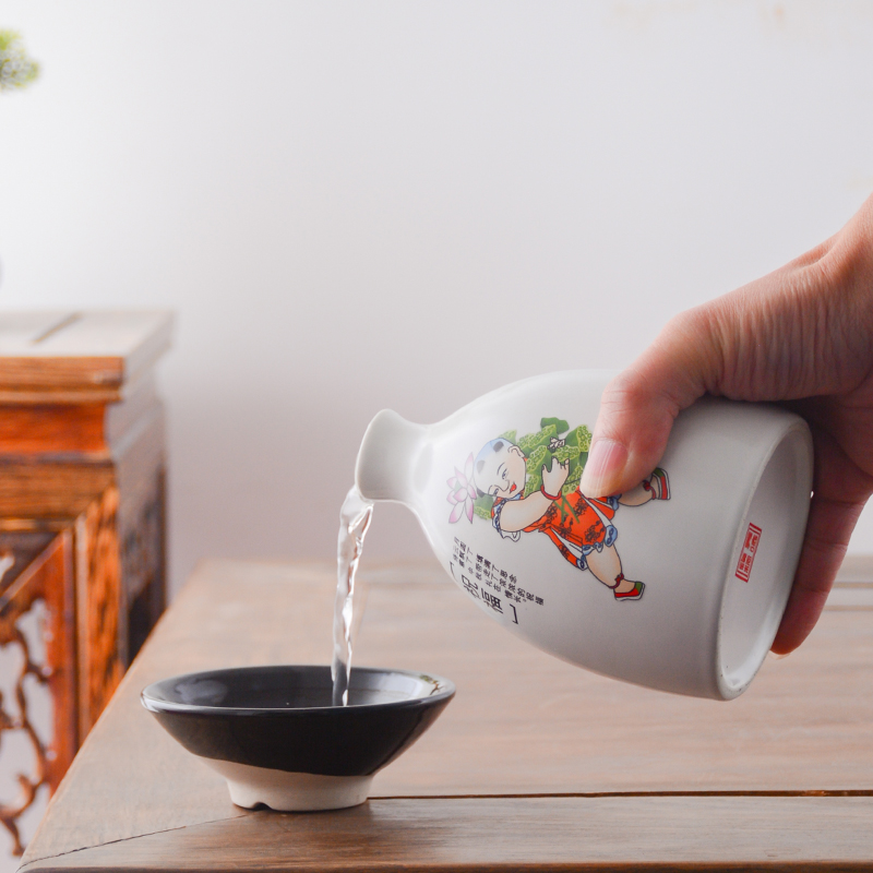 Jingdezhen ceramic bottle with half jins to take ancientry creative gift box empty wine bottle seal pot liquor