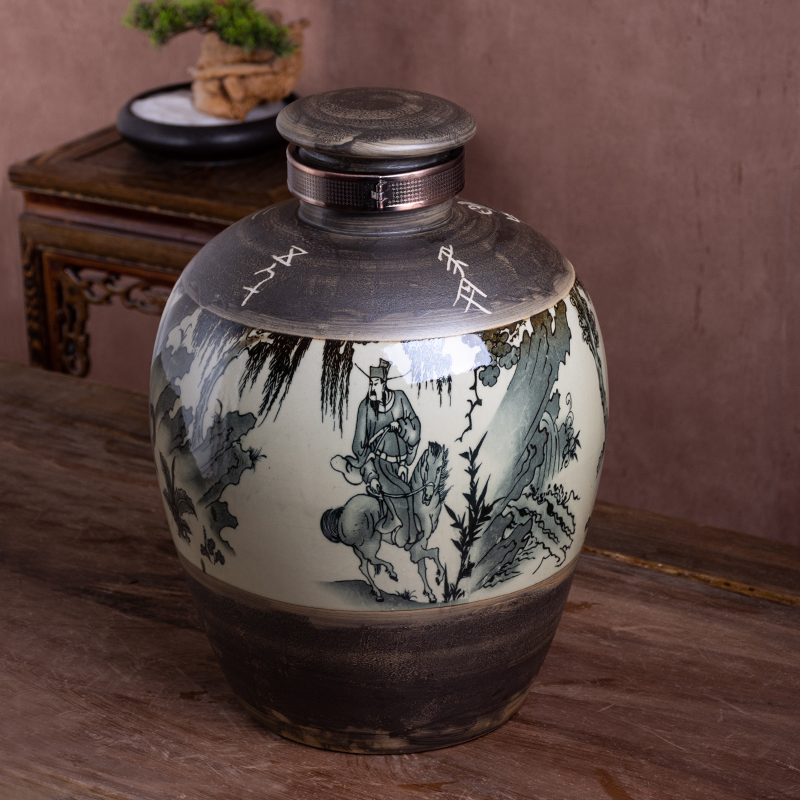 Jingdezhen ceramic bottle aged wine jar 10 jins 20 jins 30 jins 50 kg to household sealed bottle it