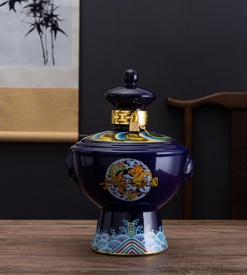 Jingdezhen ceramic bottle 1 catty 5 kg pack small jars liquor jar of archaize jars household sealed mercifully wine gift box