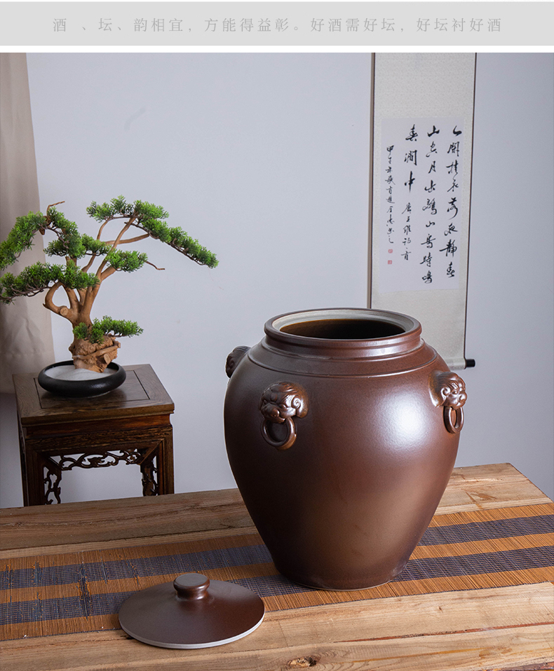 Jingdezhen ceramic jar 30 jins 50 kg cylinder tank mercifully jars informs the archaize sealing wine jar of restoring ancient ways