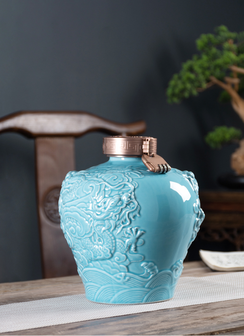 The Custom empty wine bottle 5 jins of jingdezhen ceramics with laser engraving logo Custom - made hip household sealed mercifully jars