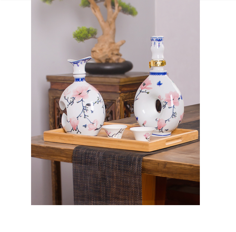 Empty wine bottle with jingdezhen ceramic bottle 1 catty liquor box creative hip wine storage sealed bottles