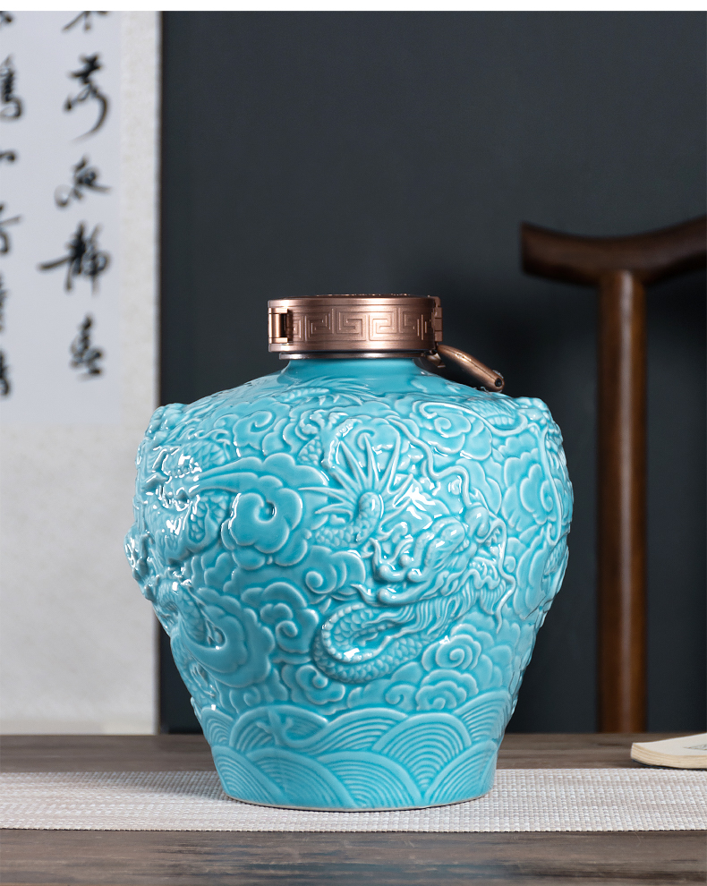 The Custom empty wine bottle 5 jins of jingdezhen ceramics with laser engraving logo Custom - made hip household sealed mercifully jars