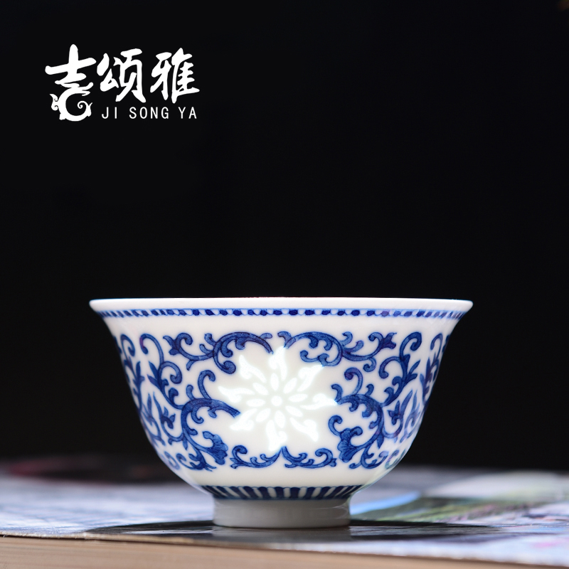 Jingdezhen tea set manually exquisite blue and white porcelain cup single cup masters cup kung fu tea sample tea cup