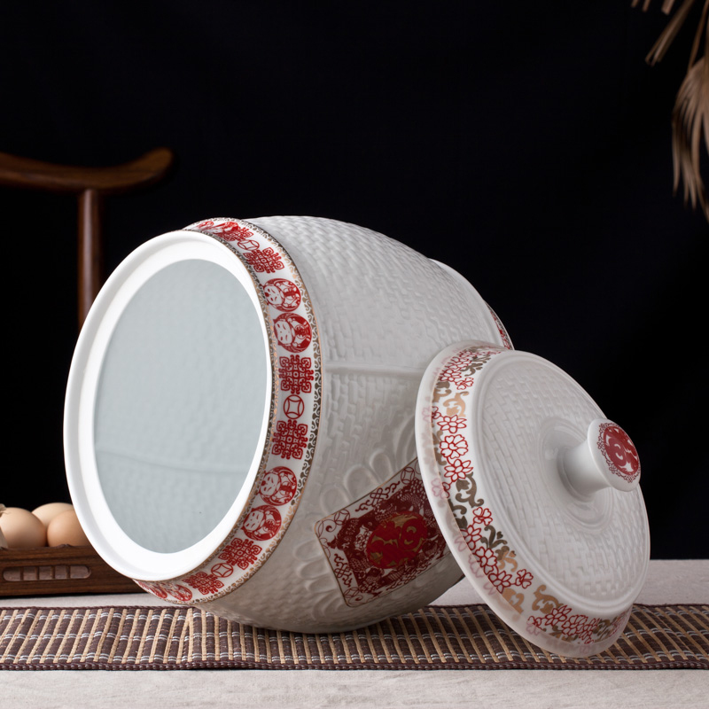 Jingdezhen ceramic barrel ricer box meter box seal storage tank cylinder moistureproof insect - resistant 10 jins 20 jins 30 kg