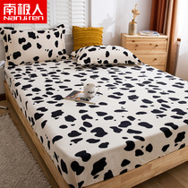 South Pole Canvet bed Ogasawara One-piece Printed Milk Suede Mattress Protective Sleeves Mat Dreams bed cover Anti-slip anti-dust cover