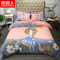 Antarctic cotton cartoon polished four-piece cotton padded cute style quilt cover bed sheets double bed bedding kit