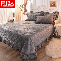 South Pole European-style clip cotton quilted bed cover single upscale Thickened Fallais Suede Bed Skirt Thickened Linen Crystal Suede