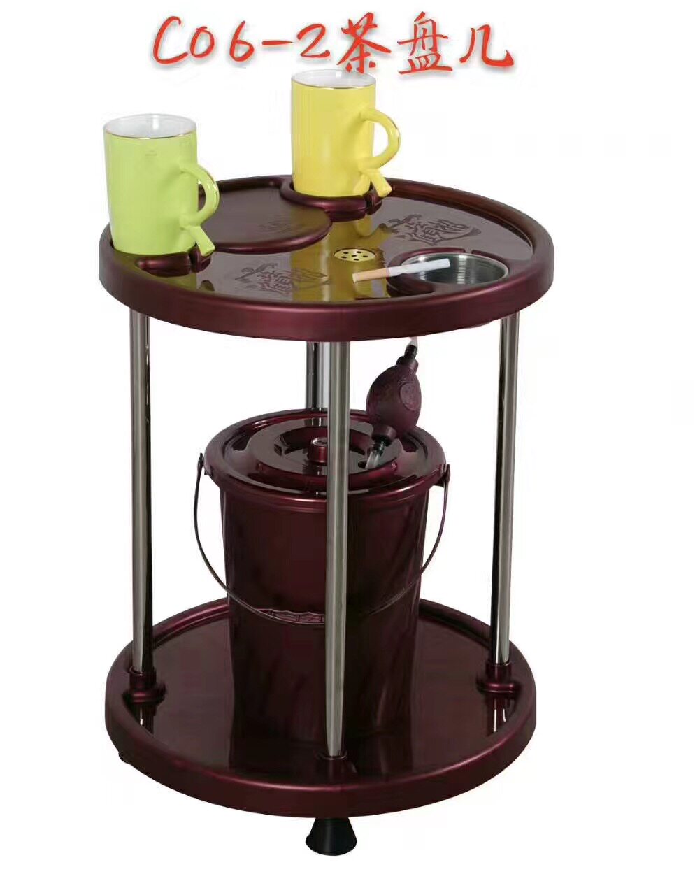 Mahjong machine stainless steel round tea plate a few chess and card room thick small tea table portable indoor home outdoor tea rack