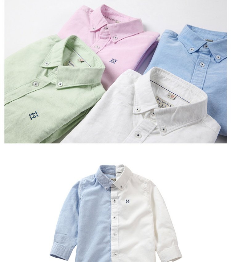 2018 thu đông mới bé trai áo sơ mi cotton dài tay trẻ em áo sơ mi trắng bé oxford đồ bộ cho bé gái