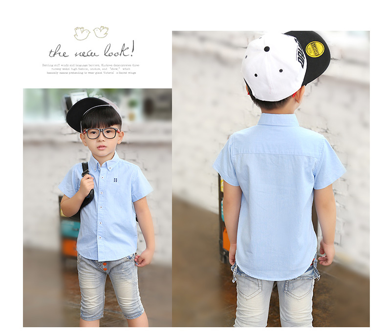 Mùa xuân hè 2019 cho bé trai khoe áo sơ mi tay ngắn mới Quần áo trẻ em Hàn Quốc áo cotton nửa tay trắng - Áo sơ mi áo sơ mi trẻ em giá tốt