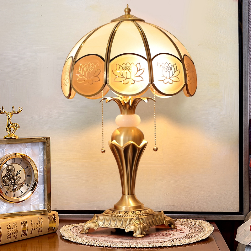 Bedroom Table Light Wedding Eu Style New House Cozy Bedside Net Red Light Lavish Retro Antique Full Copper American Home Living Room Creativity