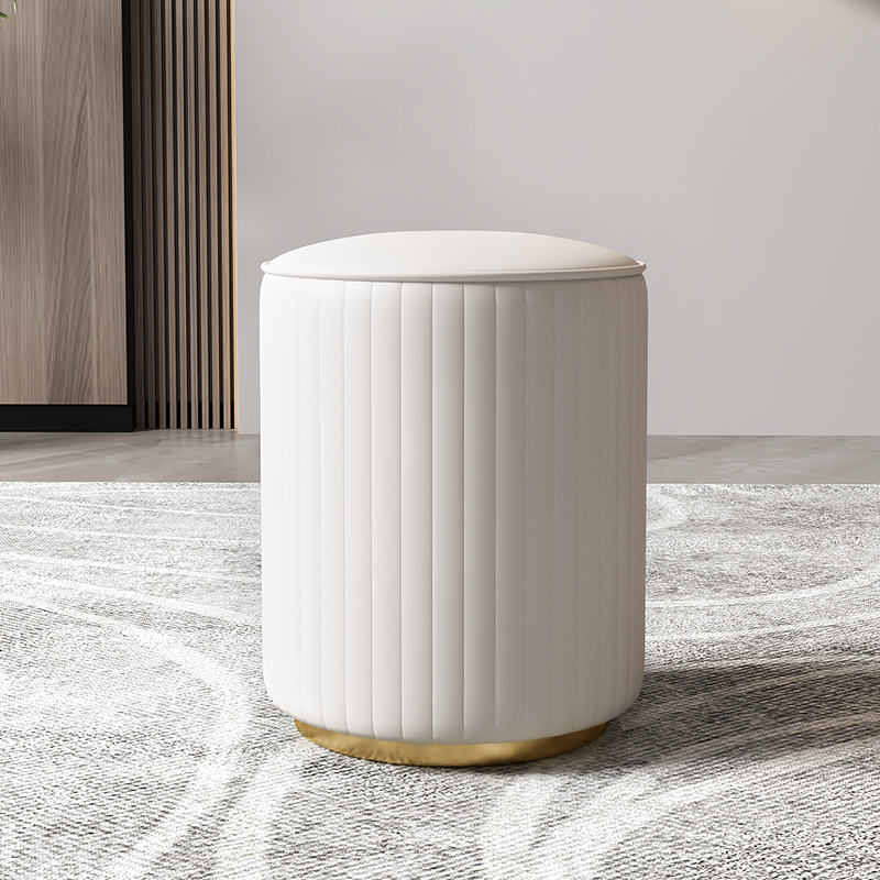 Light luxury dresser leather stool round bedroom modern simple net red ins makeup chair stainless steel shoe changing stool