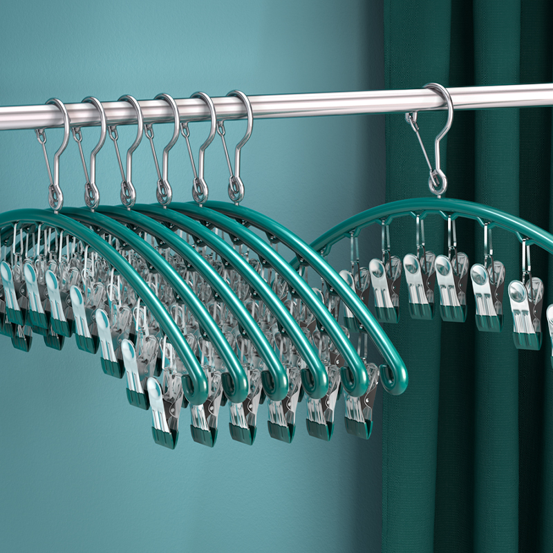 Stainless steel multi-function hanger multi-clip household hanging clothes cool hanging underwear artifact underwear balcony drying socks rack