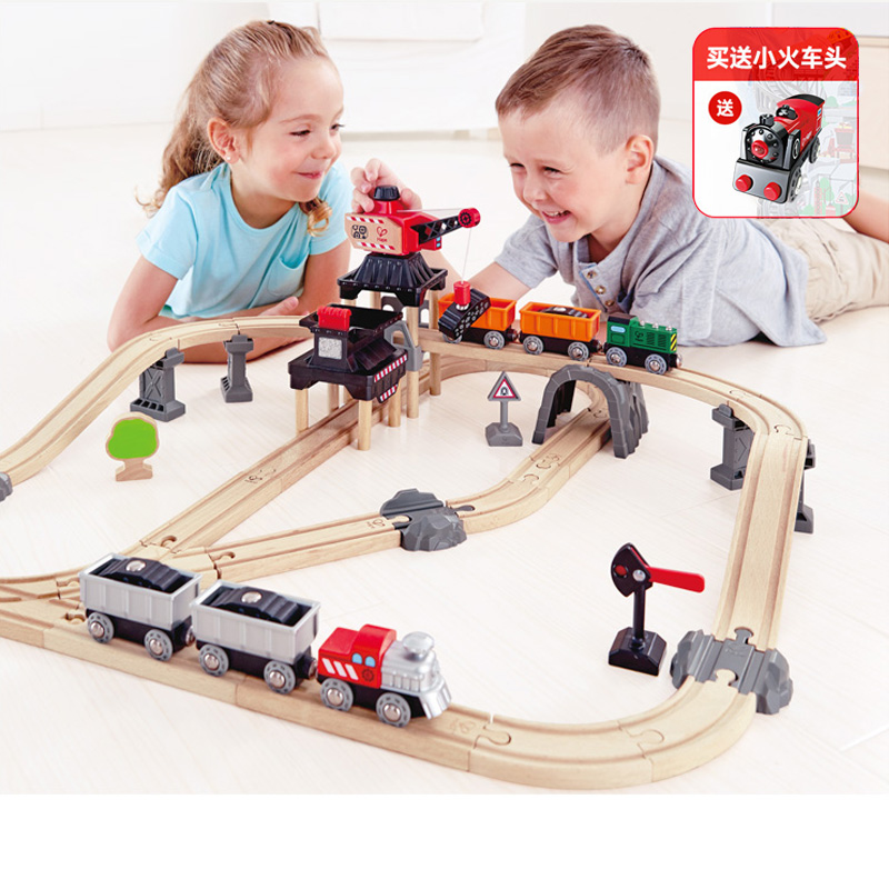Hape small train track mining carrier set building assembly baby children educational toys boys and girls gifts