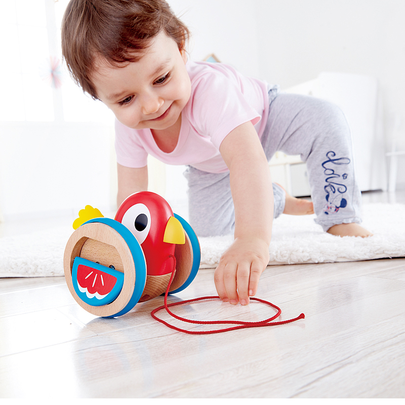 Hape drags the bird baby toddler toddler hand pulling the pulling rope wooden children's educational toy