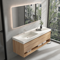 (Private high-end customization) Modern simple and light luxury bathroom cabinet combination toilet hand wash basin wash table