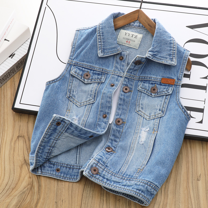 男の子 ボーイズ ビッグボーイ ベビー 子供 デニムベスト 春 薄手 アウターウェア ジャケット オープンスプリングベスト ウエストコート 男の子