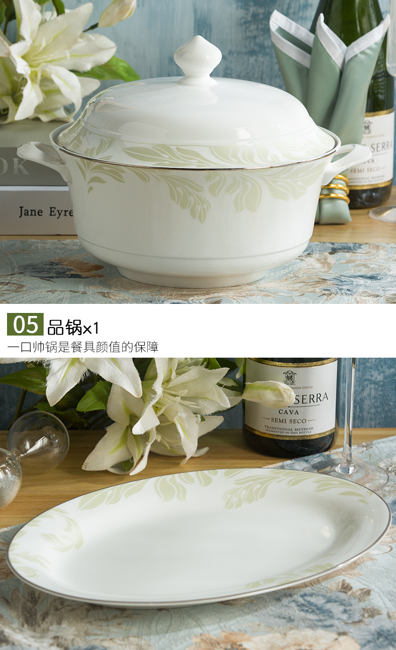 Tangshan ceramic Korean contracted 56 head home dishes dishes chopsticks tableware suit Chinese creative ceramic disk