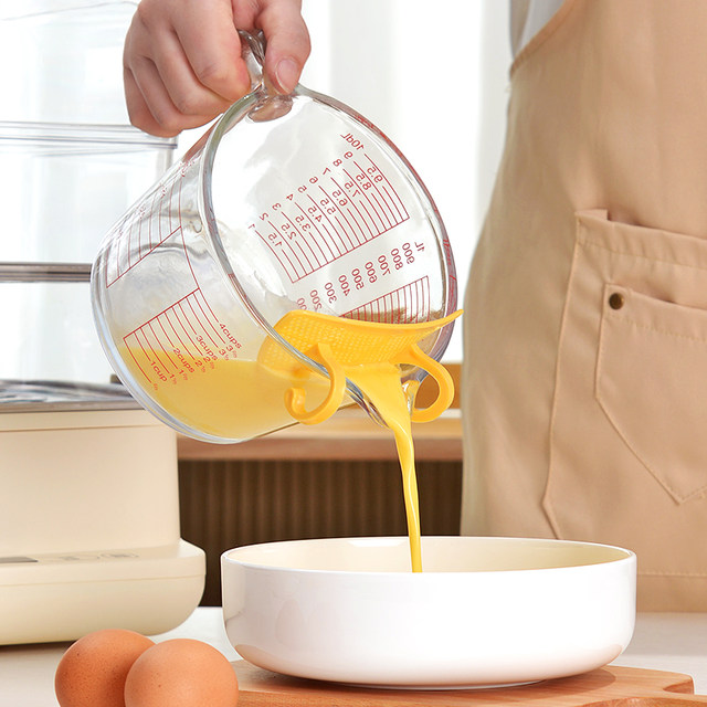 Egg beating bowl rice-drawing artifact glass egg liquid filter bowl baking filter measuring cup multifunction rice-drawing filter