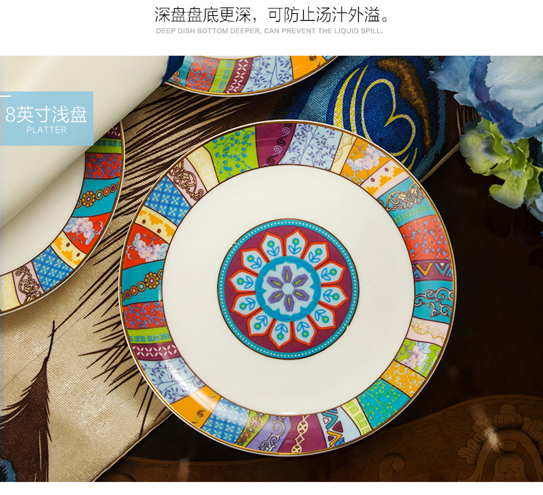 Cutlery set dishes European dishes of household ceramic bowl ipads porcelain Chinese style of eating the food dish dish dish 10 people