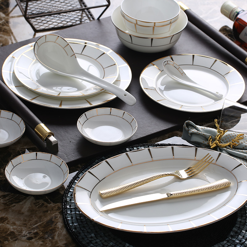 Household bowls plates tableware suit 56 first European contracted combination of ipads porcelain bowl chopsticks tableware box can be a microwave oven