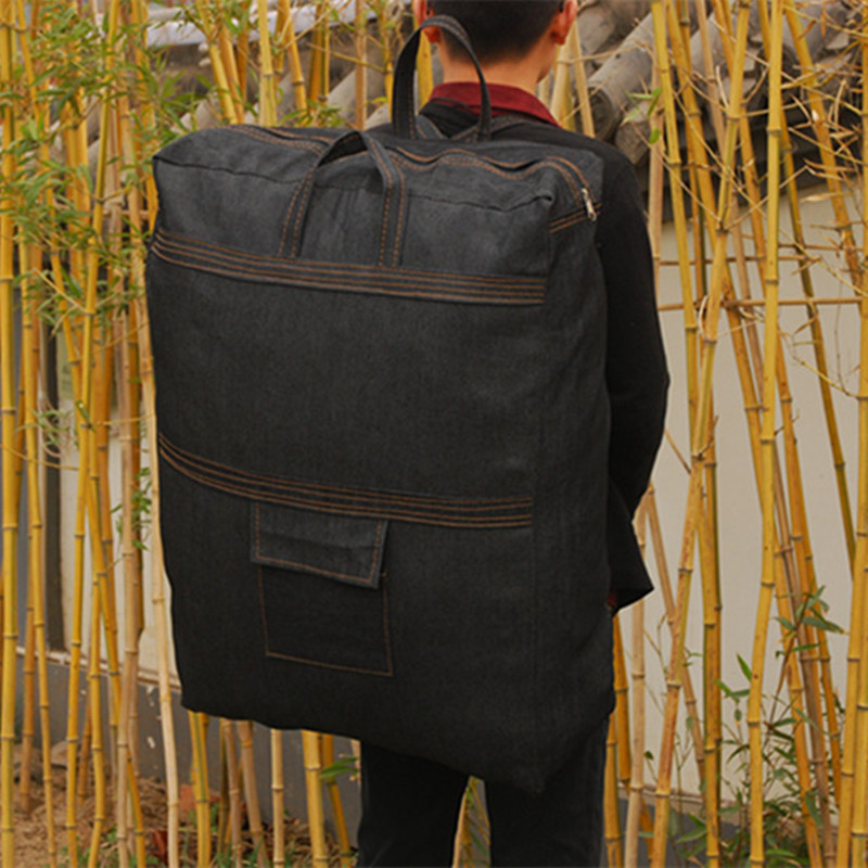 King size thickened denim canvas moving bag Oversized Shoulder bag Duffel bag Check-in bag Packing belt Travel bag