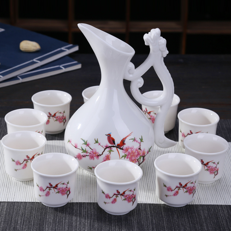 Japanese ancient style ceramic wine set wine dispenser liquor strong yellow wine cup small wine glass creative home wine pot set gift