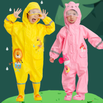 Childrens raincoat waterproof clothing one-piece rain pants children kindergarten boys and girls cartoon children Primary School poncho suit