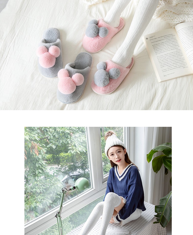 Dép cotton nữ mùa đông 2018 mới trong nhà những người yêu nhà dễ thương nhà túi đáy dày với mùa đông nam sang trọng dép lông mang ở nhà
