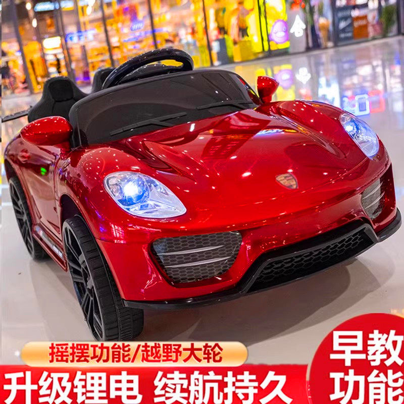 Детский электромобиль Porsche для девочек, четырехколесный автомобиль для зарядки аккумулятора, высококачественная автомобильная коляска, игрушечный автомобиль с дистанционным управлением