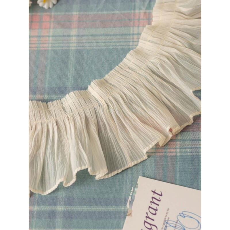 White Lace Accessories Chiffon Ruffles 2m Pleated Skirt Extended Clothing Accessories Double Layer Organza Lace