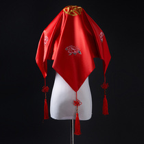 Red hijab bride Chinese wedding hijab wedding wedding supplies veil Hipa embroidery satin tassel accessories female