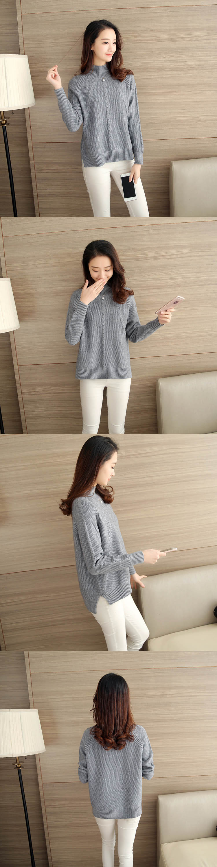 Đặc biệt hàng ngày mùa xuân và mùa thu mới của phụ nữ bộ xoắn của áo len lỏng lẻo retro áo len nửa cổ cao áo len áo khoác len cardigan