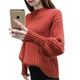 Mùa xuân và mùa thu 2018 phiên bản Hàn Quốc của cổ áo bán cao mùa thu và mùa đông dày mặc một chiếc đèn lồng tay áo eo áo thun áo len đáy áo len Vòng cổ áo len