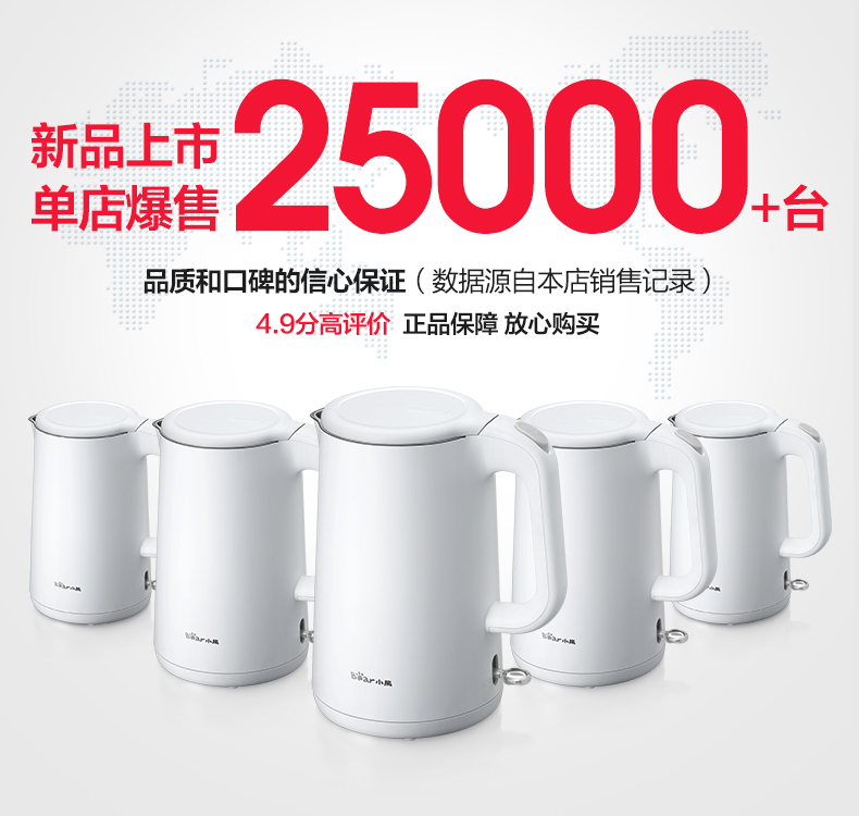 上市公司 小熊 电热水壶 进口Strix温控 1.5L 图5