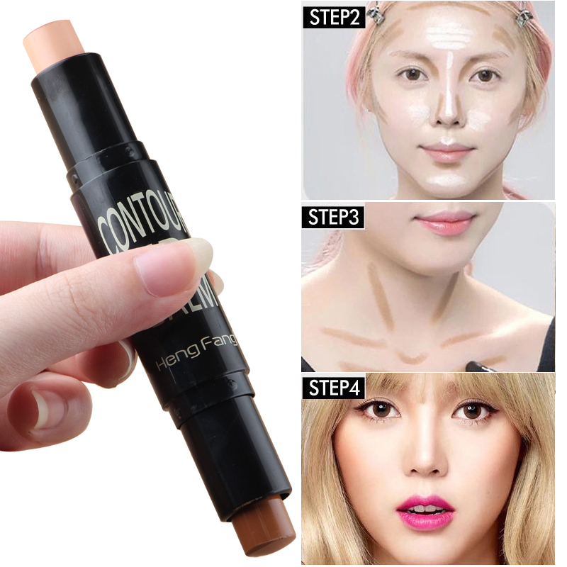 Double-headed repairing stick concealer shadow stick brightening stick three-dimensional waterproof strengthening silhouette face repairing pen high-gloss stick cream