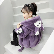 Girls winter coat 2021 New 3 baby 4 plus velvet thickened 5 Warm 6 year old girl Korean sweater tide
