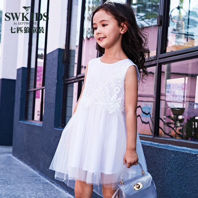 Swkids 七匹狼童装 19年夏季新款 中大童公主蕾丝连衣裙 天猫优惠券折后￥69包邮（￥99-30）京东￥147