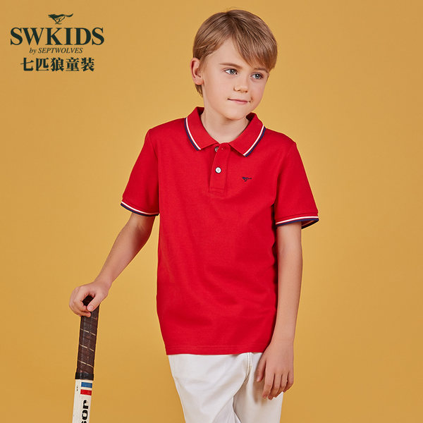 2017年夏季新款 七匹狼童装 中大童 纯棉POLO衫 短袖T恤 优惠券折后￥49包邮（￥129-80） 3色可选