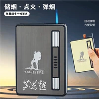 Sản phẩm mới mười bao thuốc lá có bật lửa Siêu mỏng chống gió thẳng tự động thuốc lá nam và nữ chữ cá nhân - Bật lửa bật lửa súng