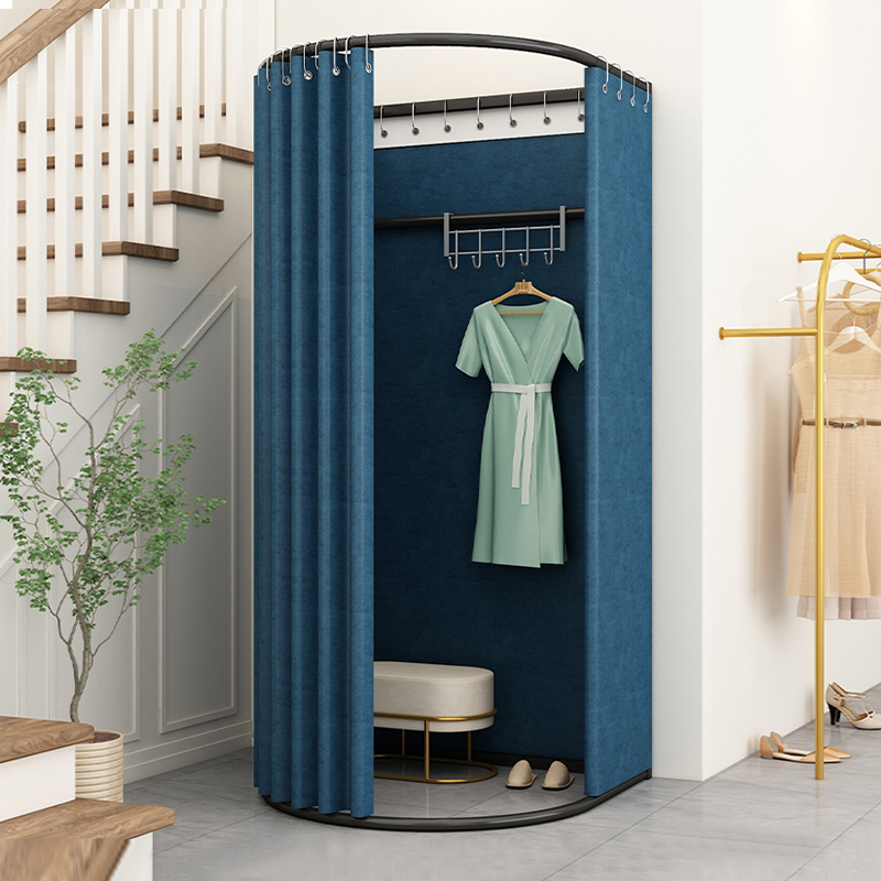 Mobile Fitting Room for Clothing Stores, Portable Foldable Changing Room, Temporary Floor-Standing Display Stand with Curtain for Malls Mobile Fitting Room for Clothing Stores, Portable Foldable Changing Room, Temporary Floor-Standing Display Stand with Curtain for Malls