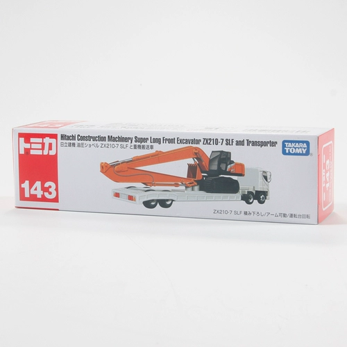 Автомобиль из имитационного сплава TOMY/Tomica, длинная секция № 143, Hitachi Construction Machinery Heavy Machinery Transport Truck 917694