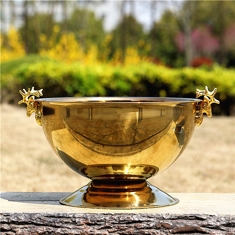European-Style Stainless Steel Deer Head Champagne Bucket Large Ice Bucket Retro Wine and Spirits Party Ice Wine Bucket Home Decoration