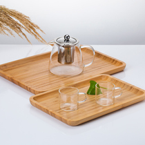 Japanese bamboo and wood tray creative home simple kung fu tea tray rectangular solid wood cup tea cup storage tray