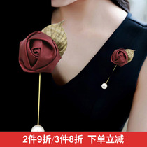 Japanese Korean fabric one-word brooch brooch Lady elegant flower cardigan jacket pin shawl buckle with accessories female