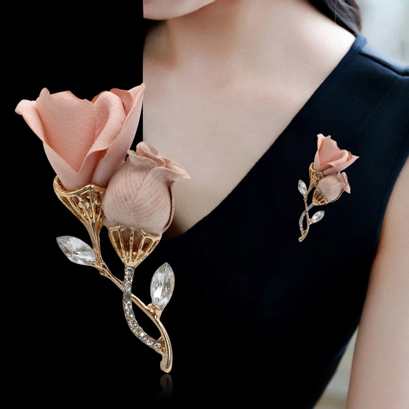 Korean flower bud corsage brooch collar pin elegant temperament creative atmosphere fashion simple pin decorative accessories female