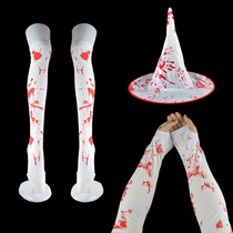 Clothing Accessories Student Long Cylinder Bloody Socks Marigold Halloween with blood stockings Socks Zombie Socks for men and women Gloves Sleeves Ghost Witch Hat