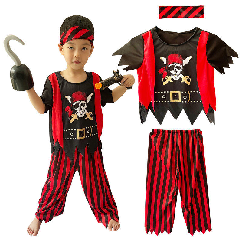 Halloween Children's Clothing Boy Caribbean Pirate Jack Captain Cos' Clothing Pirate Suit Plays Out